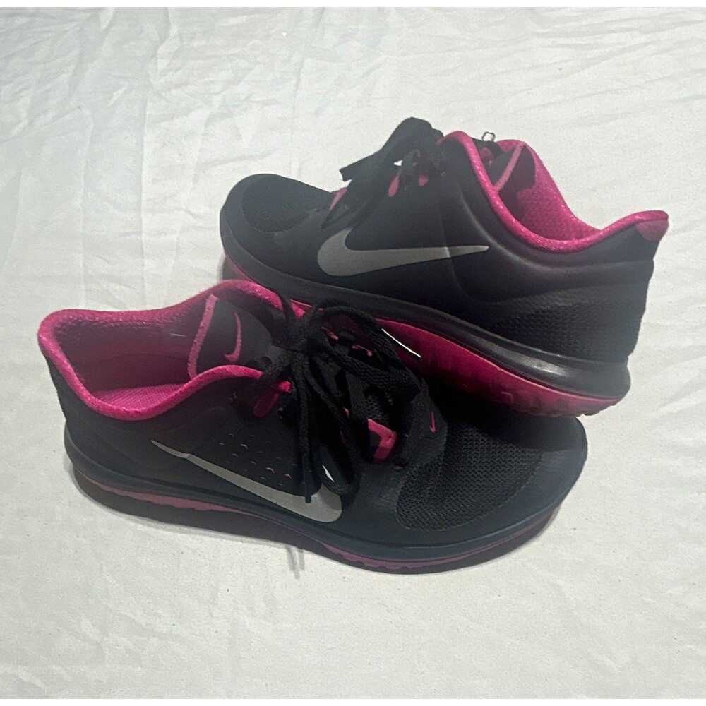 Nike FS Lite Run Womens Size 7 Black Pink Running Shoes Sneakers 616684-002